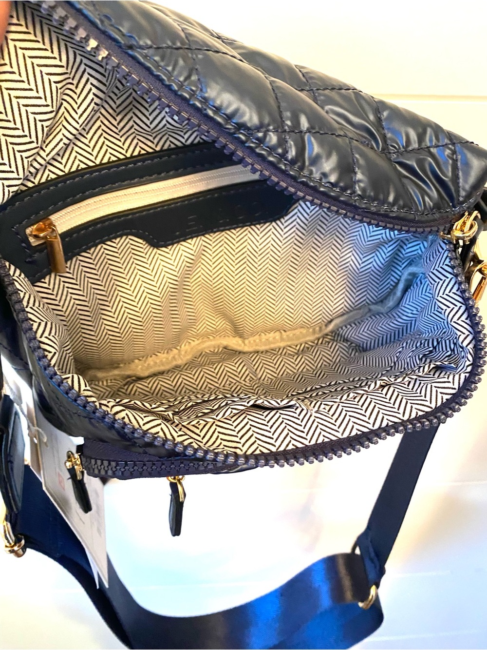 NWT $52 Jen & co Quilted Navy Crossbody Belt Bag - Picture 7 of 7
